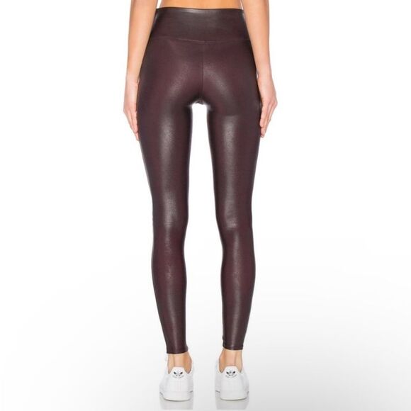 SPANX Burgundy Faux Leather Leggings Size Small - Picture 5 of 16